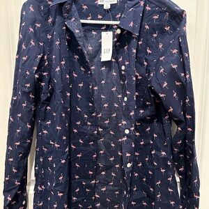 GAP Dark Blue Shirt with Pink Flamingo Pattern